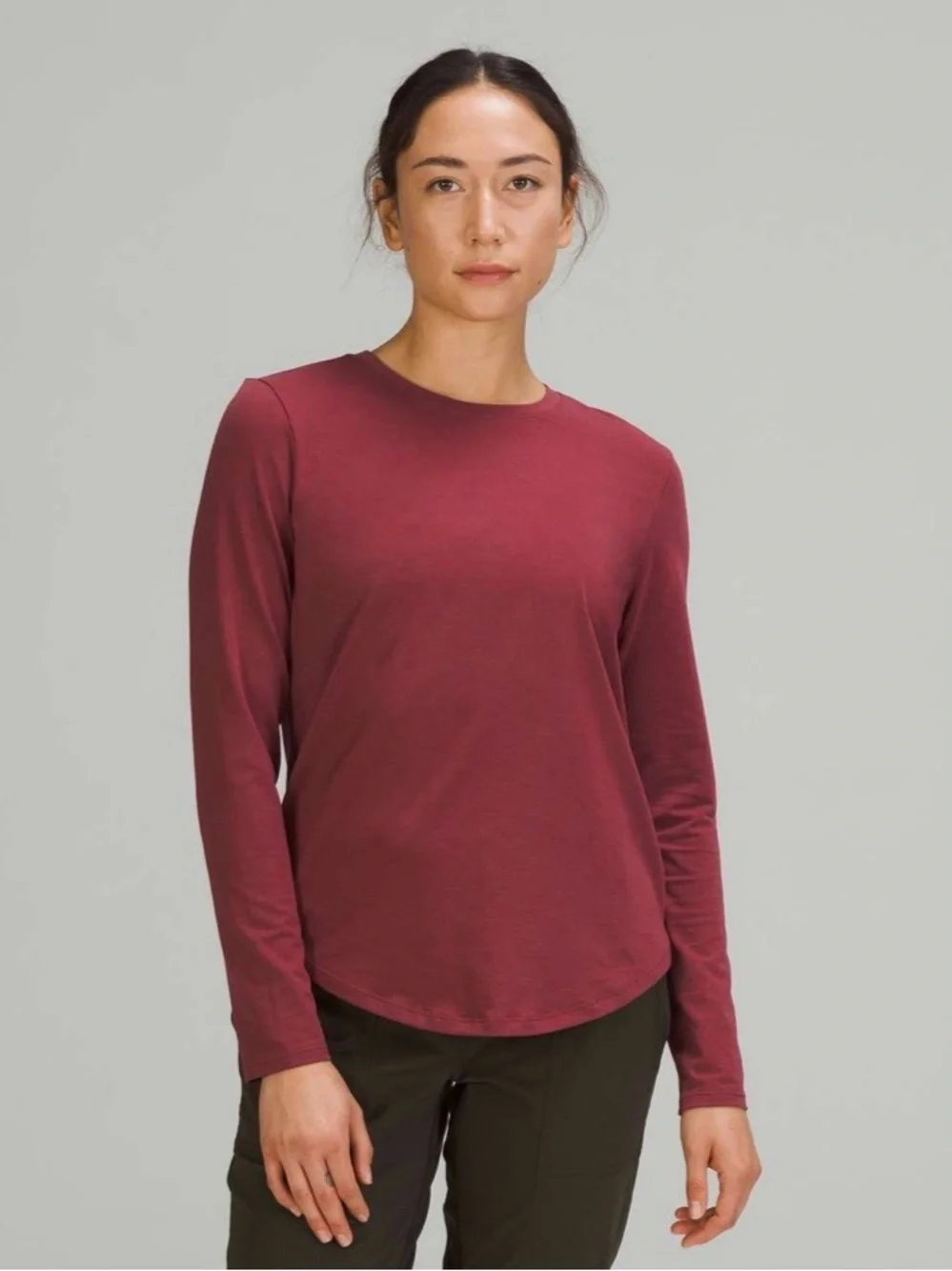 Lululemon love crewneck long sleeve pima cotton maroon red fits a small